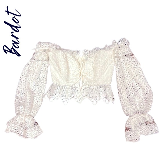 Bardot Tops - Bardot white lace off the shoulder top